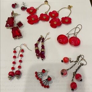 Lady in Red- Red and Gold Earring Set